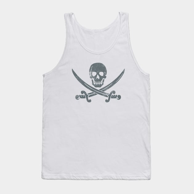 Baby Blue Pirate Skull and Crossbones Tank Top by FandomTrading